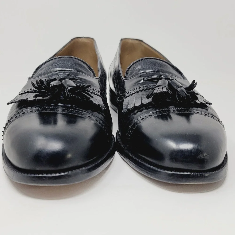 Yanko Espana Mens loafers Sz 8 D Kilti tassel shoes Black Casual Dress spain